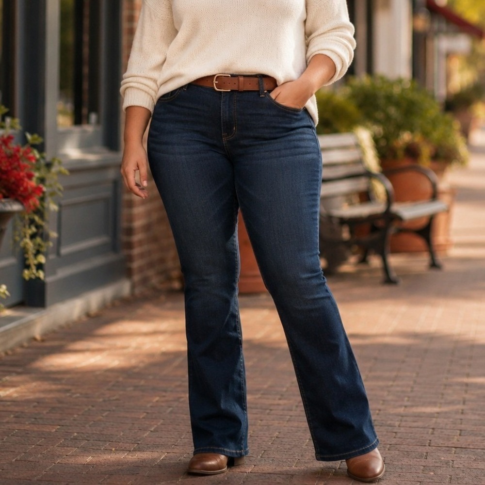 Gap 1969 Curvy Jeans 35R Dark Wash Stretch Denim Bootcut Plus Size Americana